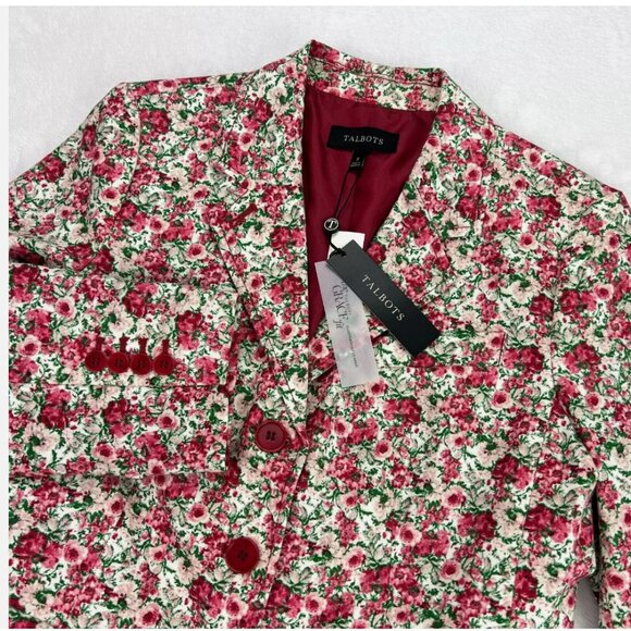 Talbots Grace‎ Fit Blazer Jacket Floral Rose 3/4 Sleeve Cottagecore Boho Spring - Picture 9 of 16
